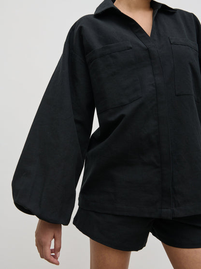 Emerson Balloon Sleeve Shirt - Black