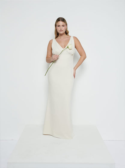 Esmee Crepe Maxi Bridesmaid Dress - Champagne