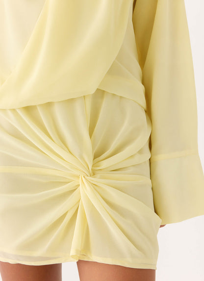 Farretti Shirt Mini Dress - Pale Yellow