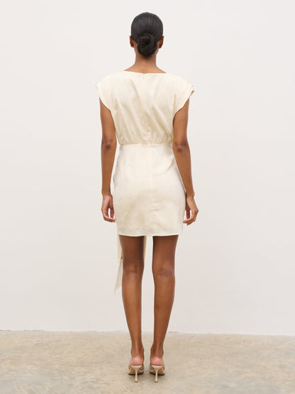 Hattie Jacquard Mini Fringed Dress - Cream