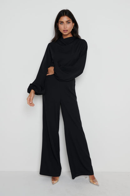Jemima Balloon Sleeve Jumpsuit - Black