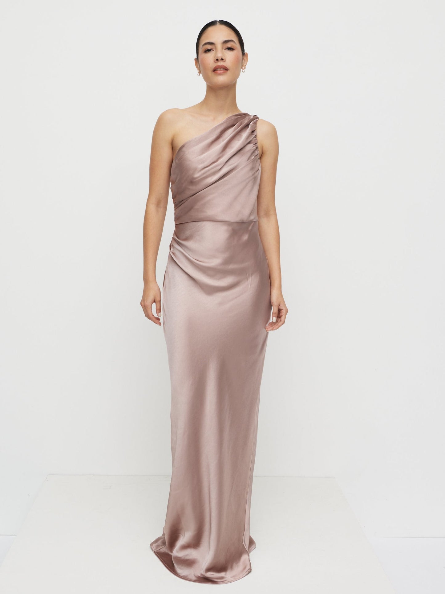 Juliet Ruched Satin Maxi Dress - Amethyst