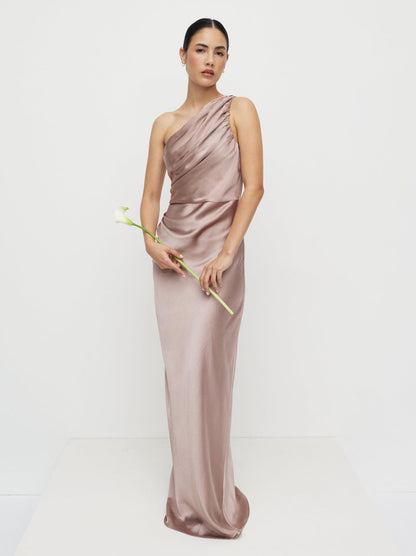 Juliet Ruched Satin Maxi Dress - Amethyst