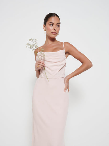 Keisha Cowl Neck Maxi Bridesmaid Dress - Blush
