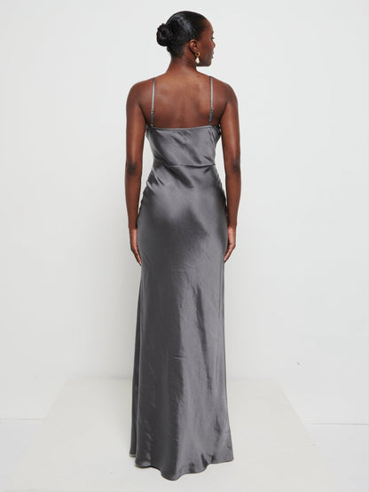 Keisha Maxi Bridesmaid Dress - Matte Slate Grey