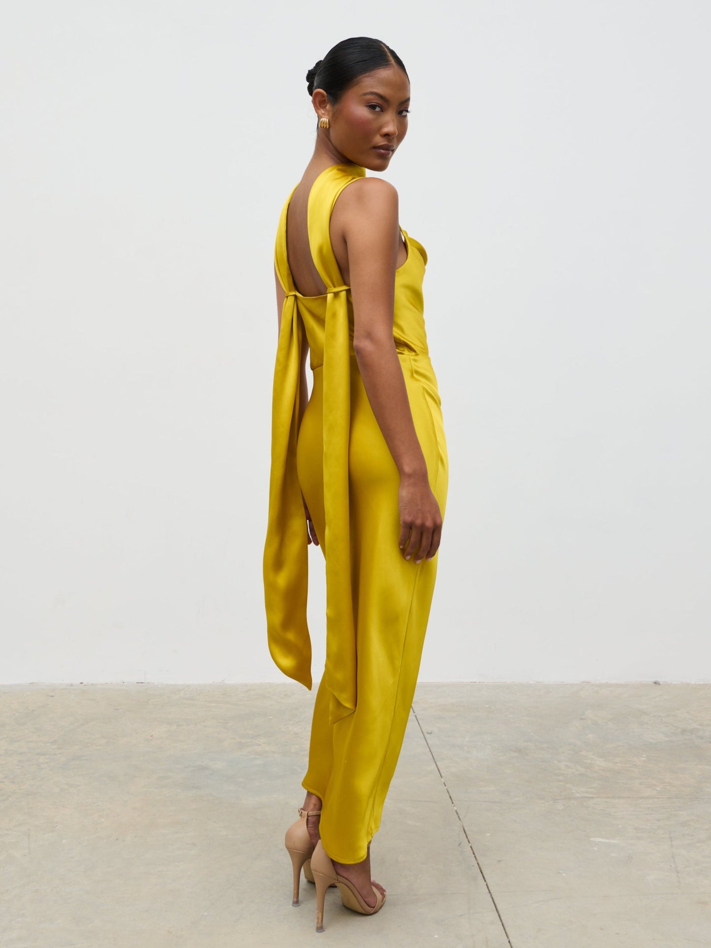 Keisha Scarf Midaxi Dress - Yellow Ochre