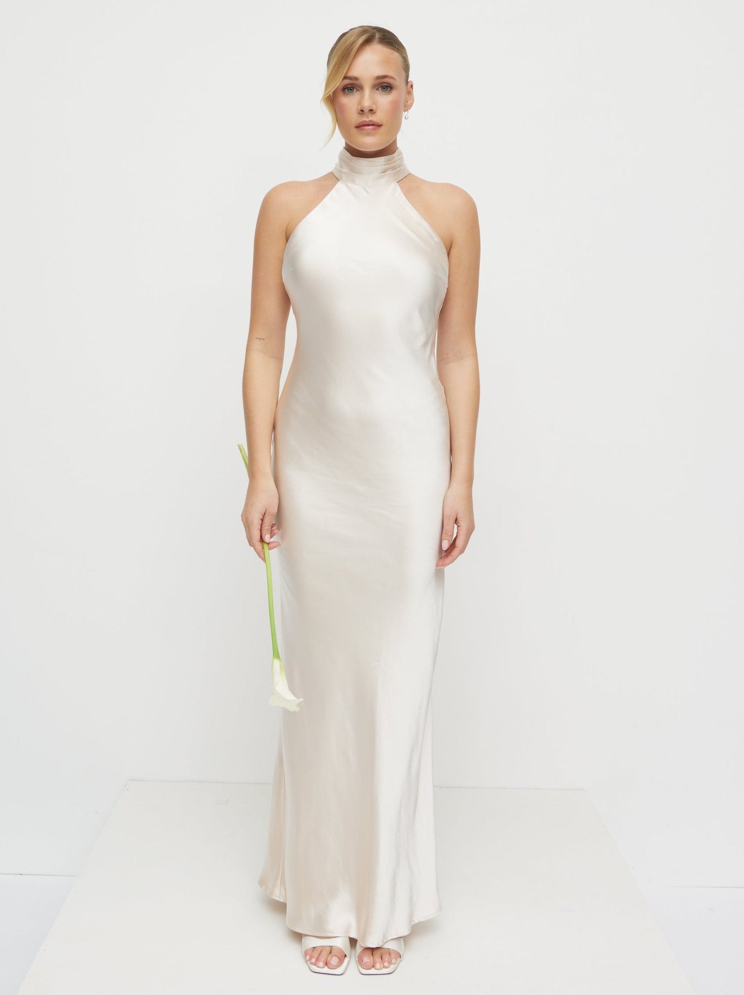 Kiara Satin Maxi Dress - Champagne