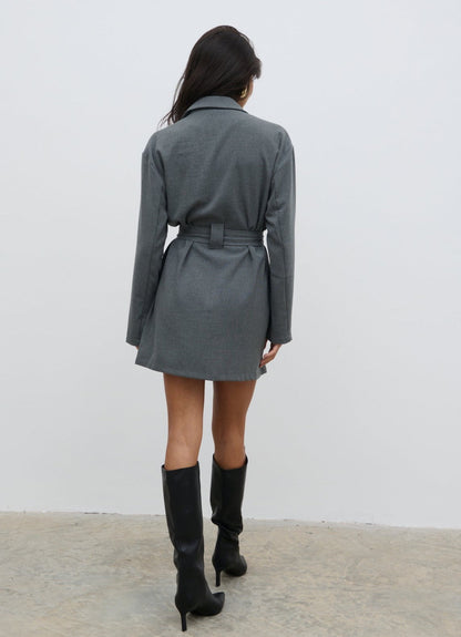 Morgan Tailored Cargo Mini Dress - Grey