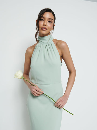 Odelle Tie Back Chiffon Maxi Bridesmaid Dress - Sage