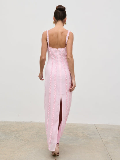 Ola Sweetheart Frill Maxi Dress - Peony Pink