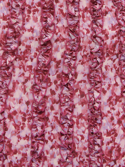 Ola Sweetheart Frill Maxi Dress - Pink and Lilac Abstract