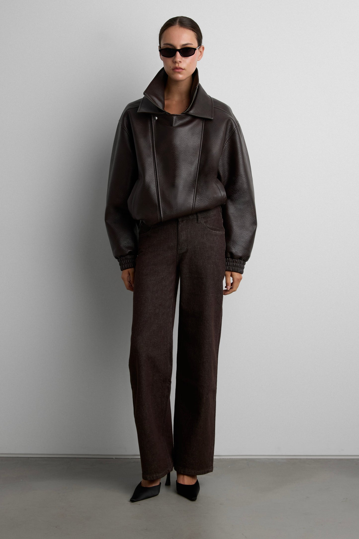 VEGAN LEATHER DOUBLE COLLAR BIKER JACKET