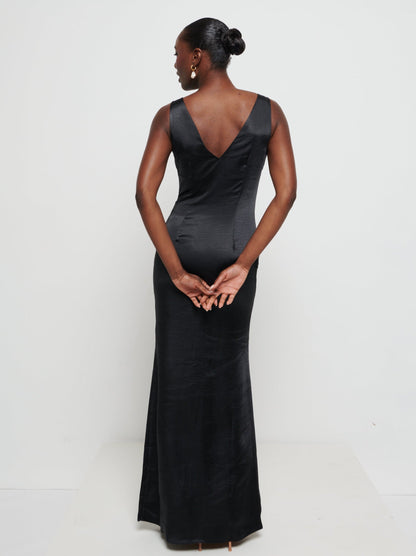 Piper Maxi Bridesmaid Dress - Matte Black