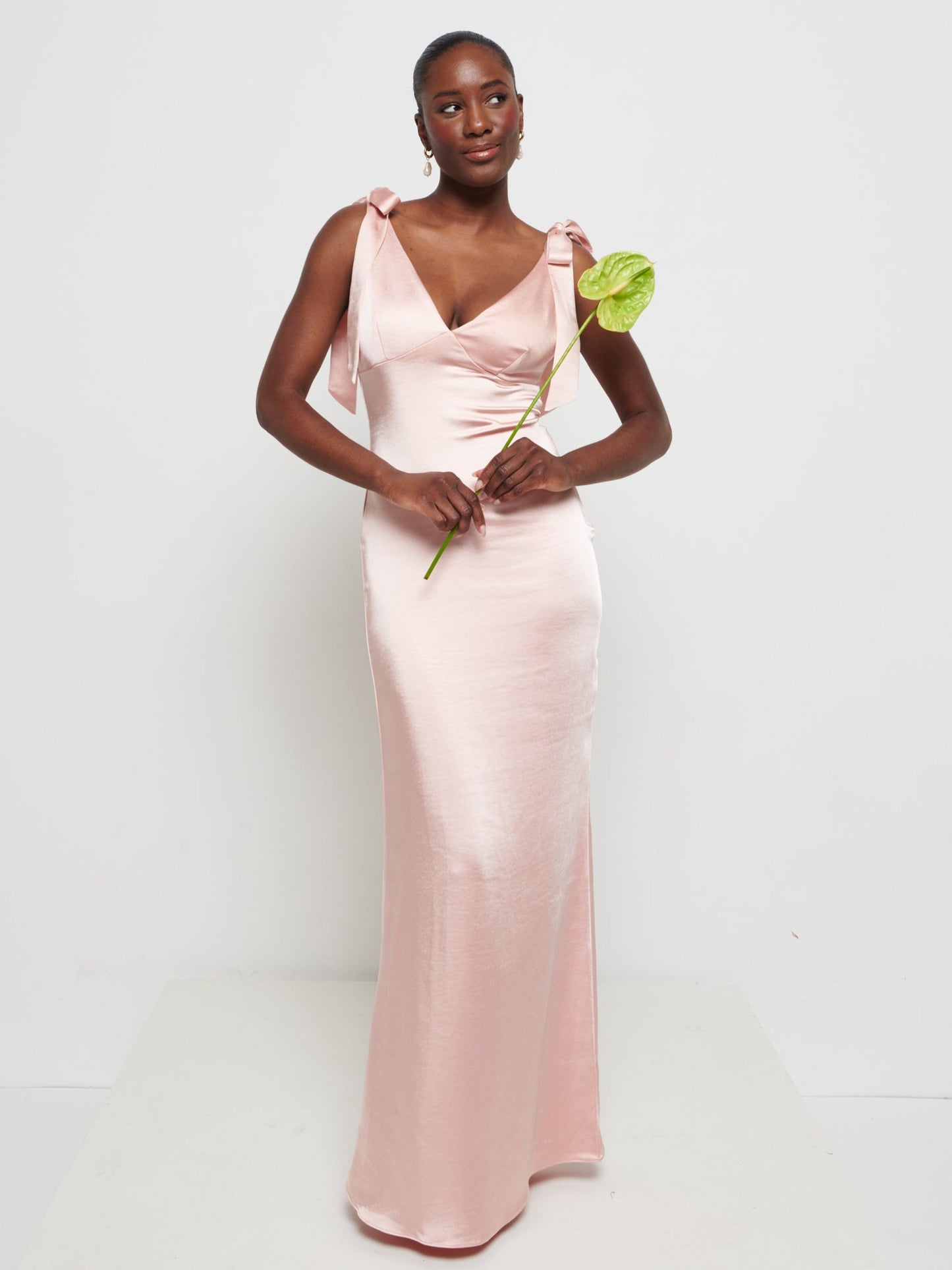 Piper Tie Maxi Bridesmaid Dress - Matte True Blush