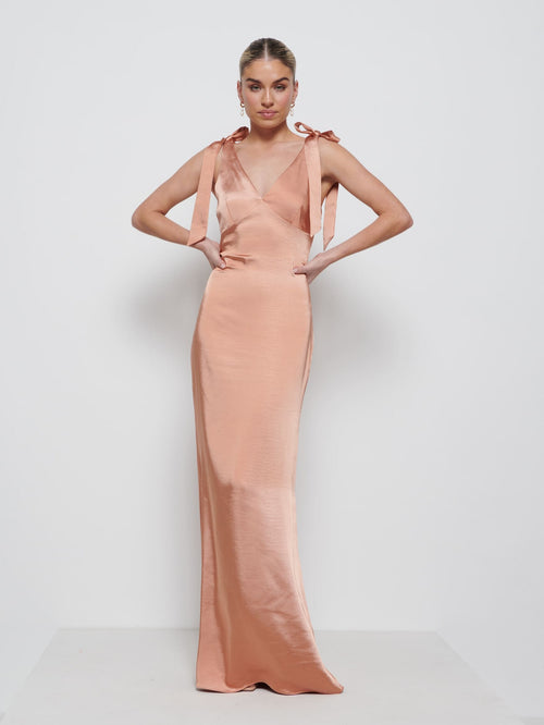 Piper Tie Maxi Bridesmaid Dress - Cinnamon