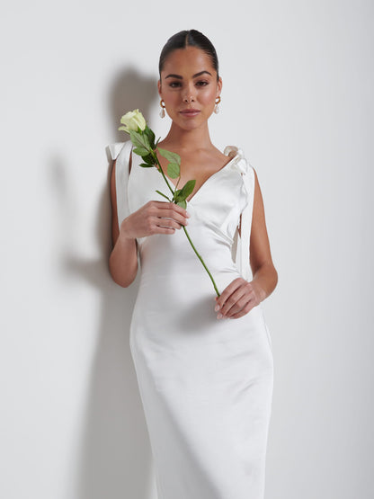 Piper Tie Maxi Bridesmaid Dress - Ivory