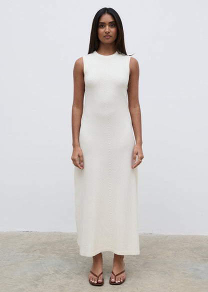Portia Shift Knit Midaxi Dress - Cream