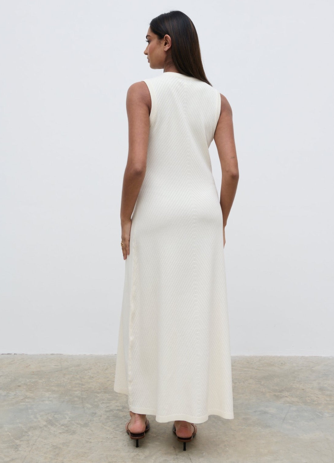 Portia Shift Knit Midaxi Dress - Cream