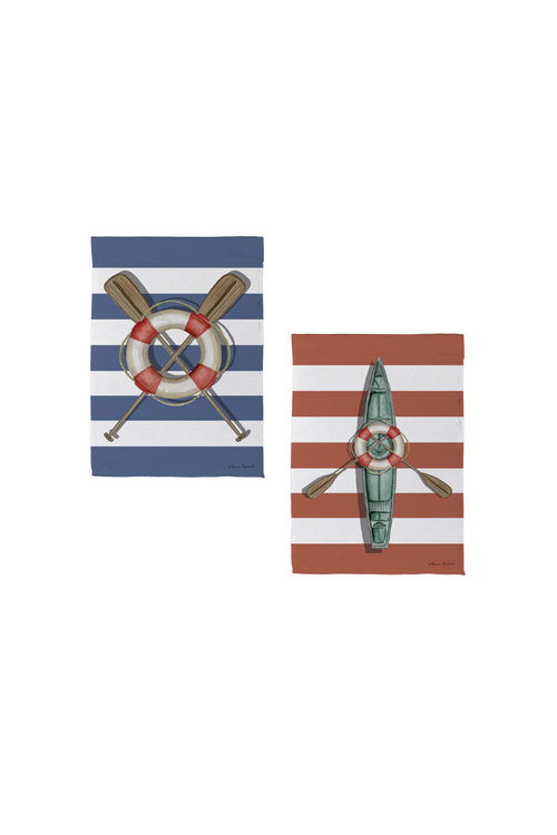 Oars & Canoe Front Back Suede Garden Flag