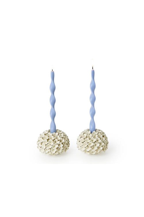 White Hydrangea Flower Bud Vase / Taper Candle Holder