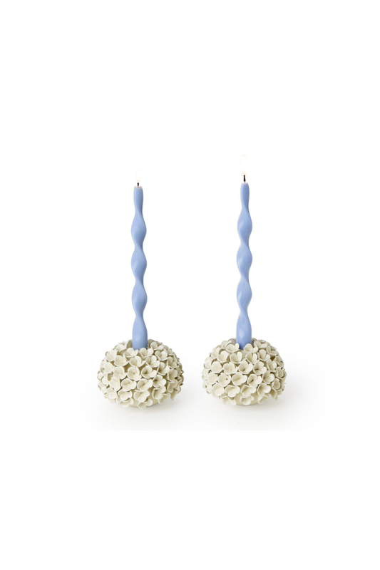 White Hydrangea Flower Bud Vase / Taper Candle Holder
