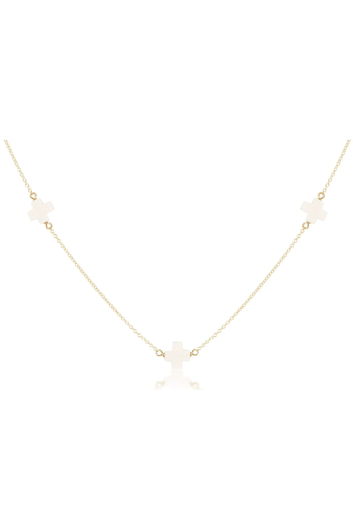 15” Choker Simplicity Chain Gold - Signature Cross Off-White