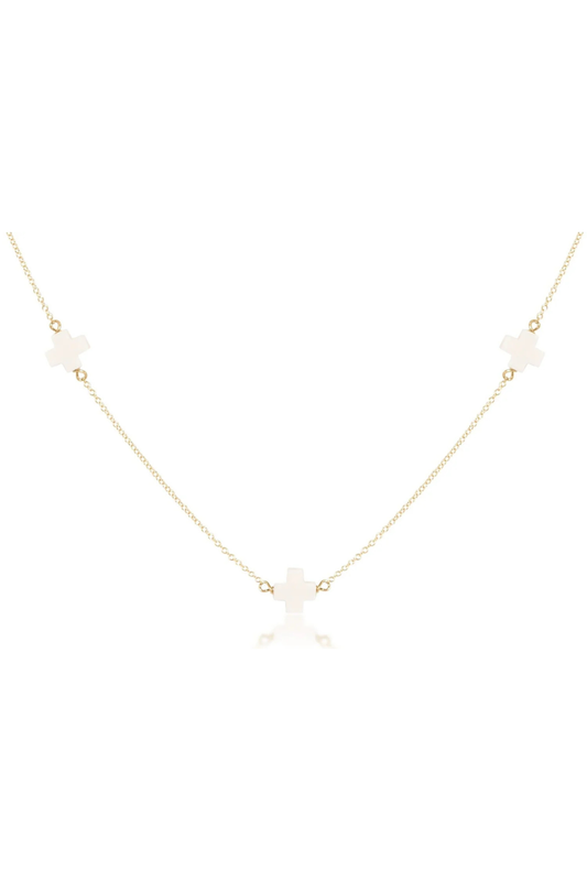 15” Choker Simplicity Chain Gold - Signature Cross Off-White