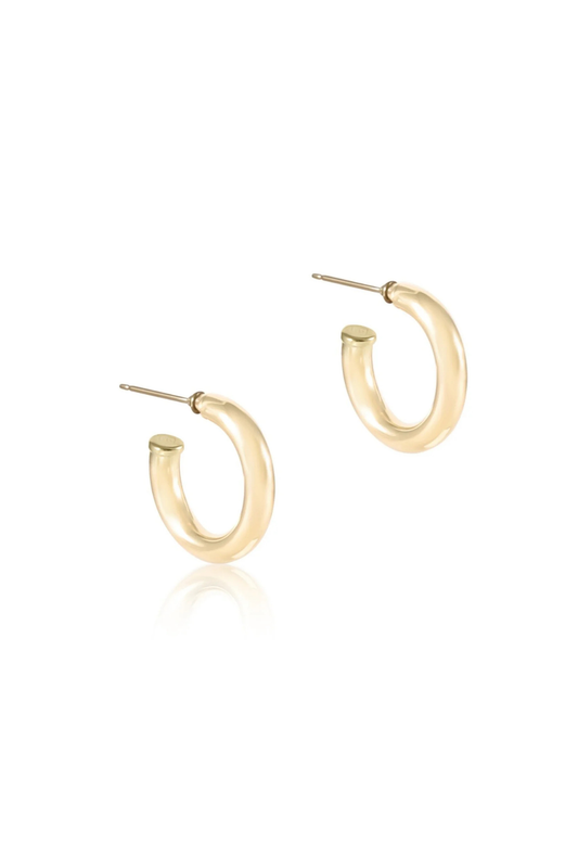 Round Gold 1” Post Hoop - 4mm - Smooth