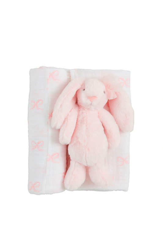 Bow Bunny Swaddle And Rattle