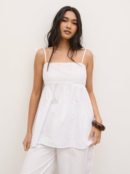 Rae Crochet Detail Cami Top - White