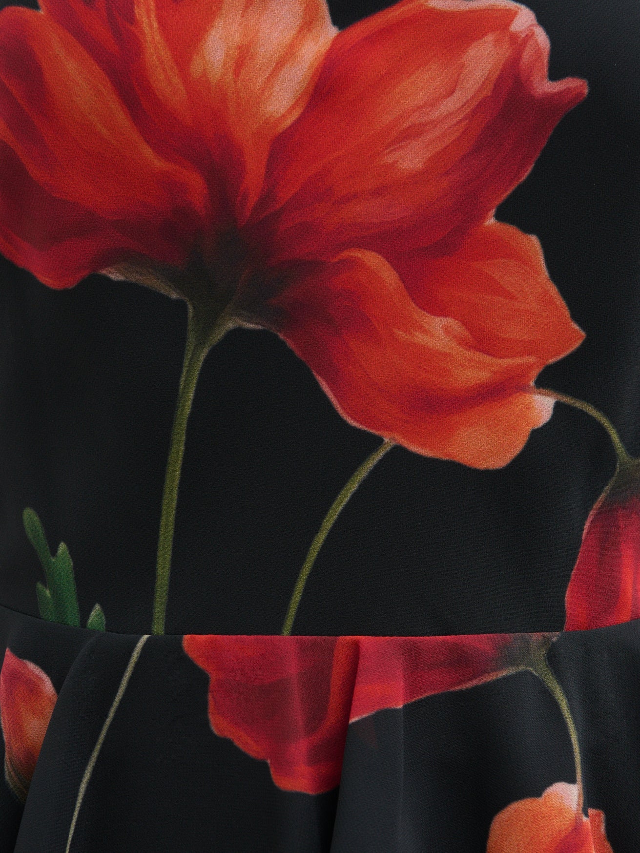 Rosie Peplum Ruffle Maxi Dress - Largescale Poppy Petal Red