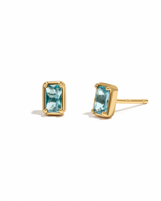 Aquamarine Baguette Studs