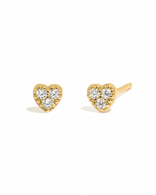 Tiny Heart CZ Stud Earrings