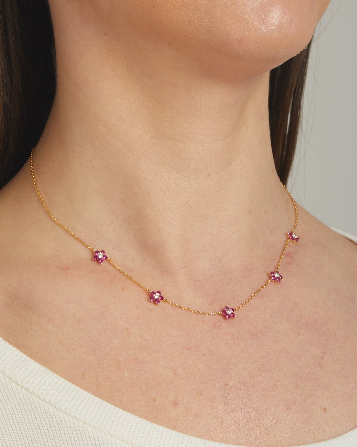 Ruby Flower Necklace