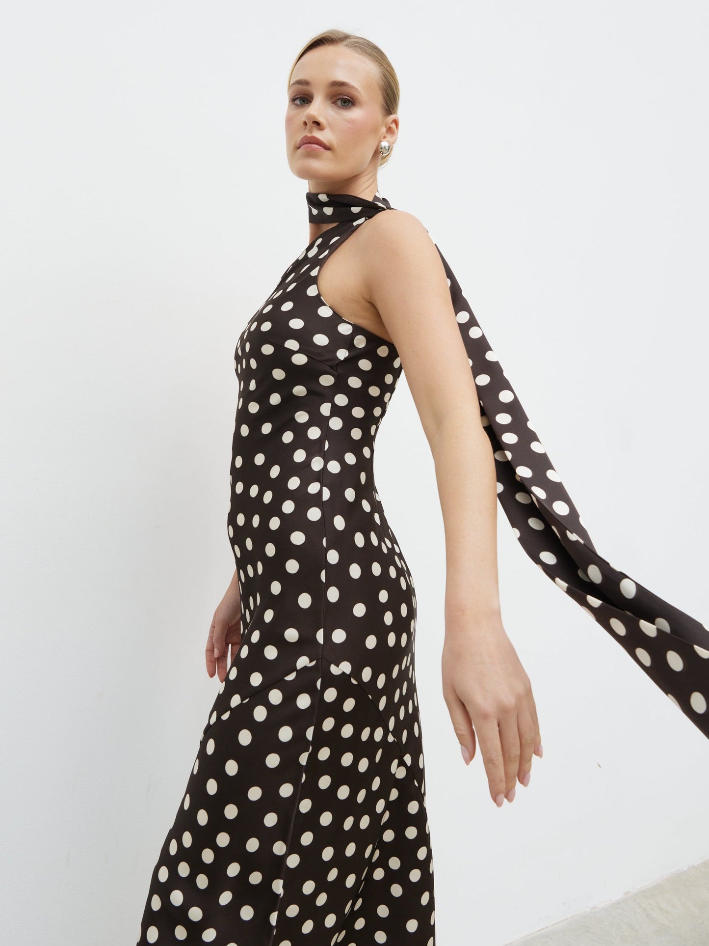 Sheree Midaxi Dress - Brown and Cream Polka Dot