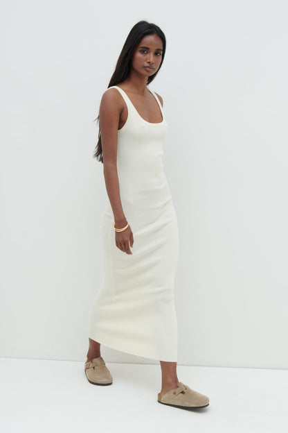 Sian Scoop Neck Knit Midaxi Dress - Cream