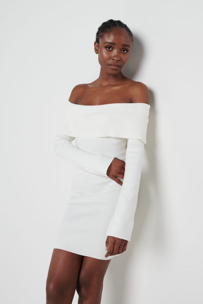 Soreya Mini Bardot Knit Dress - Cream