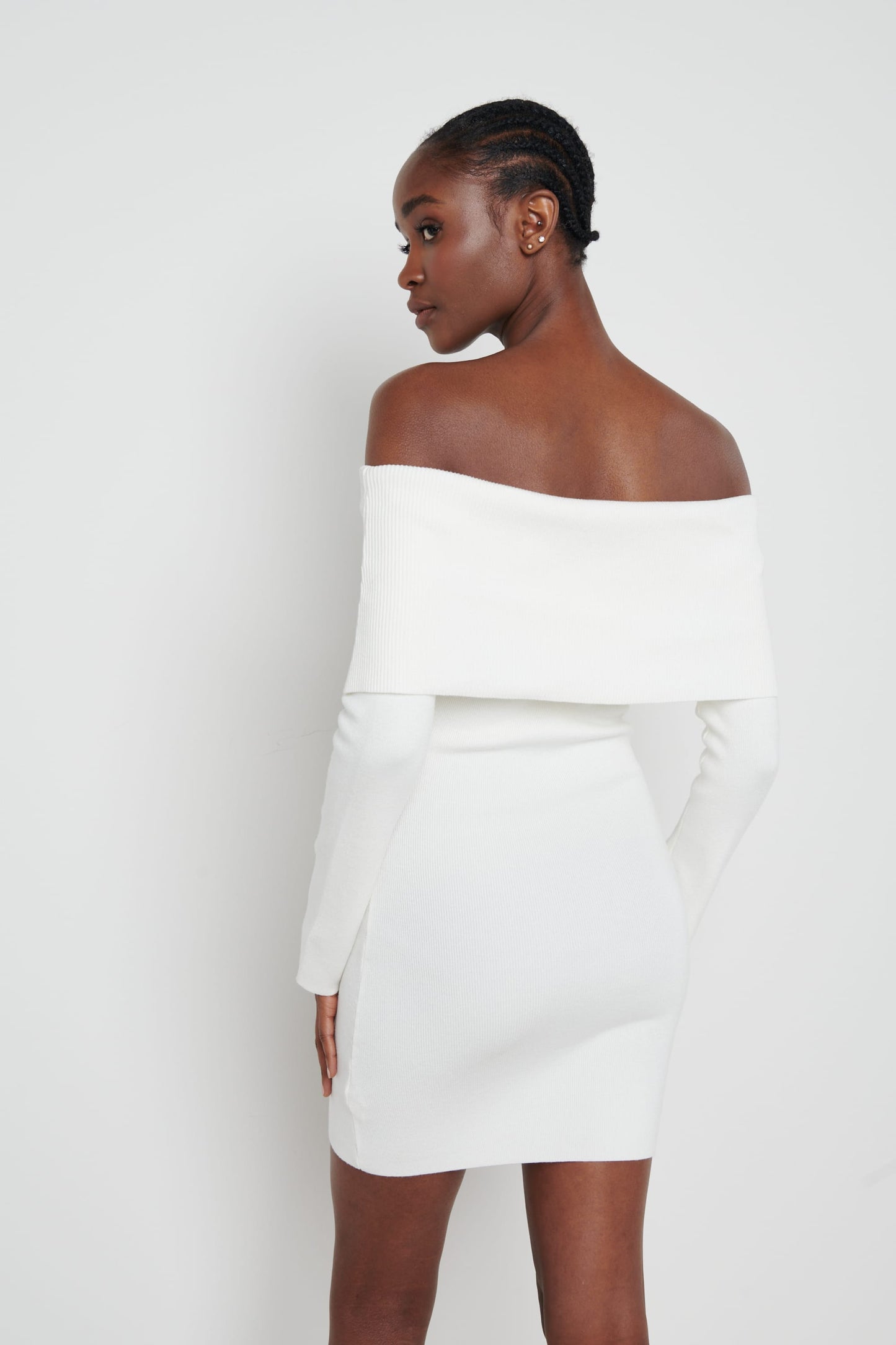 Soreya Mini Bardot Knit Dress - Cream