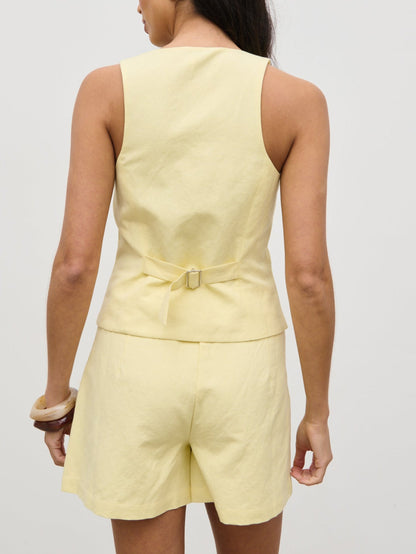 Thali Racer Neck Waistcoat - Lemon