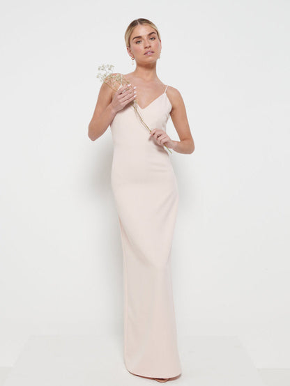 Tillie V-Neck Maxi Bridesmaid Dress - Blush