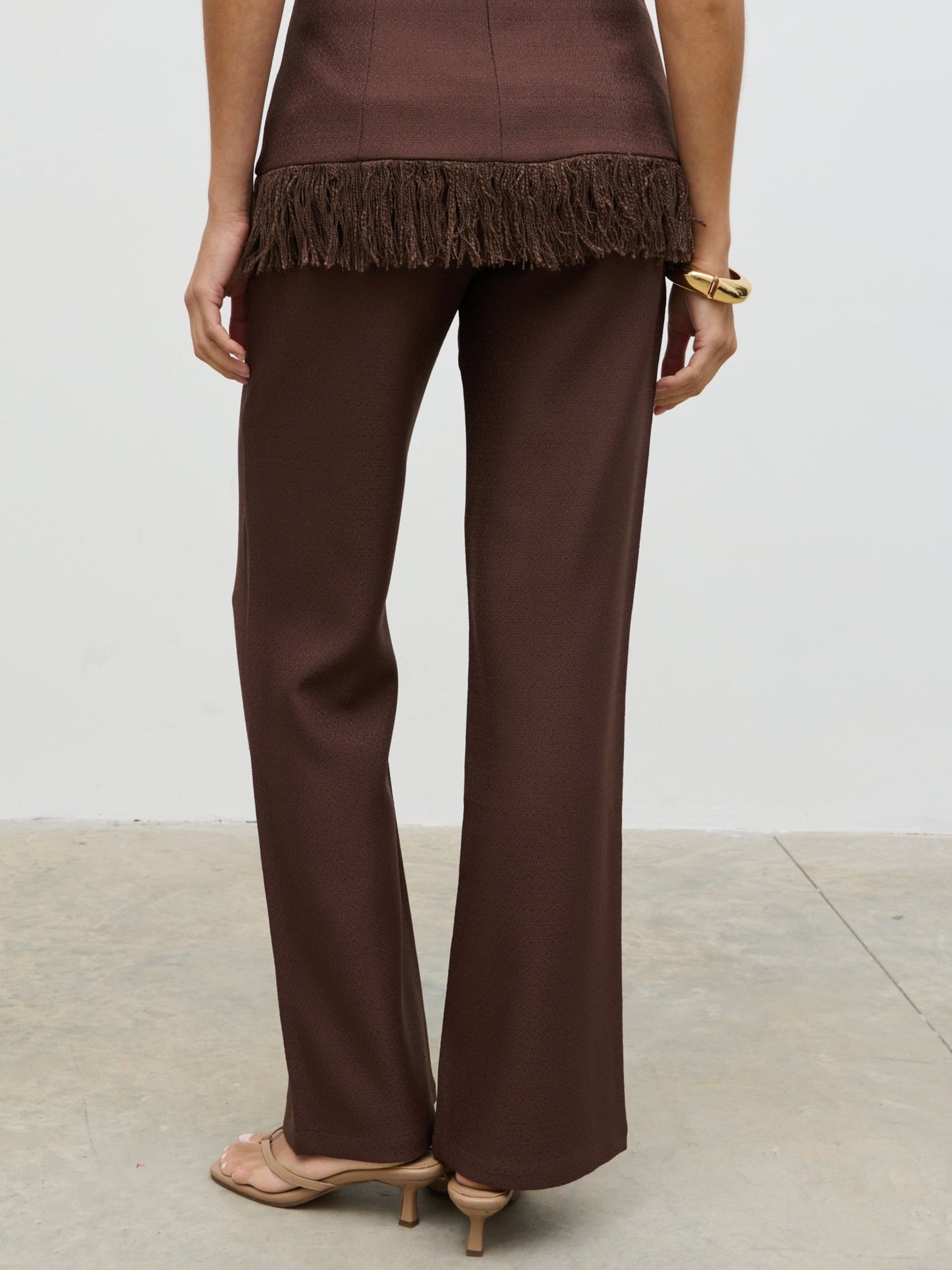 Verona Tweed Straight Leg Trousers - Brown