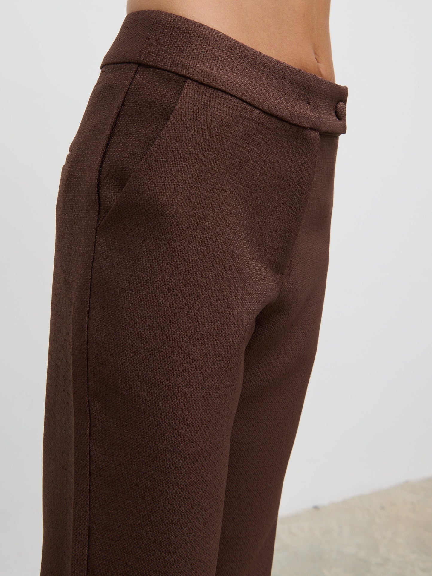 Verona Tweed Straight Leg Trousers - Brown