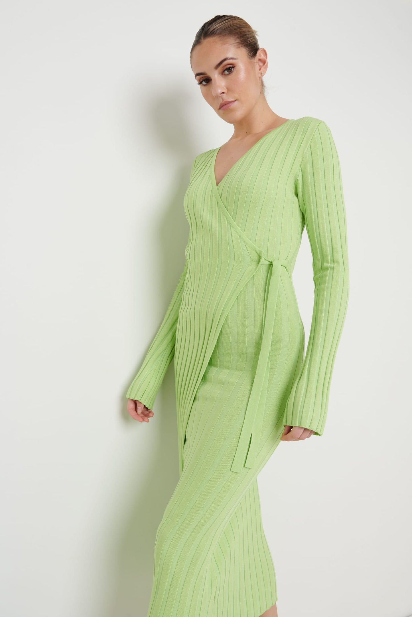 Vinnie Wrap Tie Midaxi Dress - Apple Green