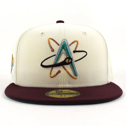 ALBUQUERQUE ISOTOPES Triple A Baseball New Era 59Fifty Fitted Hat (Chrome Maroon Aqua Under Brim)