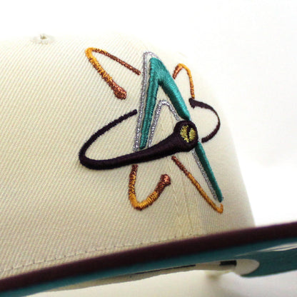 ALBUQUERQUE ISOTOPES Triple A Baseball New Era 59Fifty Fitted Hat (Chrome Maroon Aqua Under Brim)
