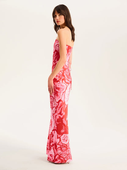 Amdra Maxi Dress in Red Floral