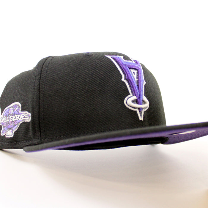 Anaheim Angels 2002 World Series New Era 59Fifty Fitted Hat (Black Purple Under Brim)