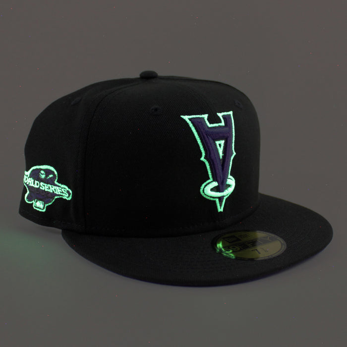 Anaheim Angels 2002 World Series New Era 59Fifty Fitted Hat (Black Purple Under Brim)