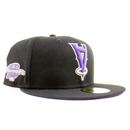 Anaheim Angels 2002 World Series New Era 59Fifty Fitted Hat (Black Purple Under Brim)