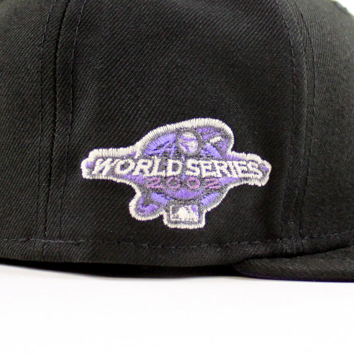Anaheim Angels 2002 World Series New Era 59Fifty Fitted Hat (Black Purple Under Brim)